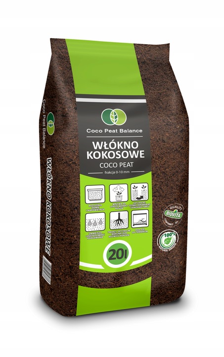 Włókno Kokosowe do Roślin Kwiatów Coco Peat frakcja 10mm 20L BIOVITA
