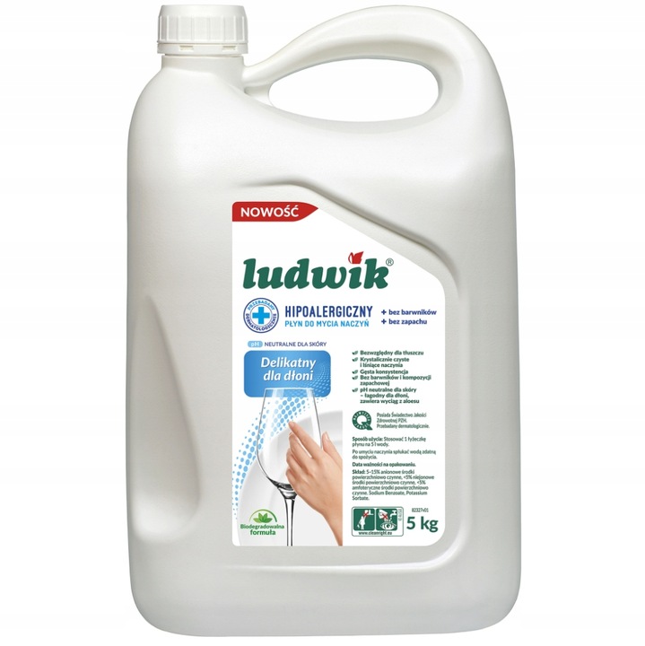 LUDWIK Hipoalergiczny płyn do mycia naczyń 5 kg