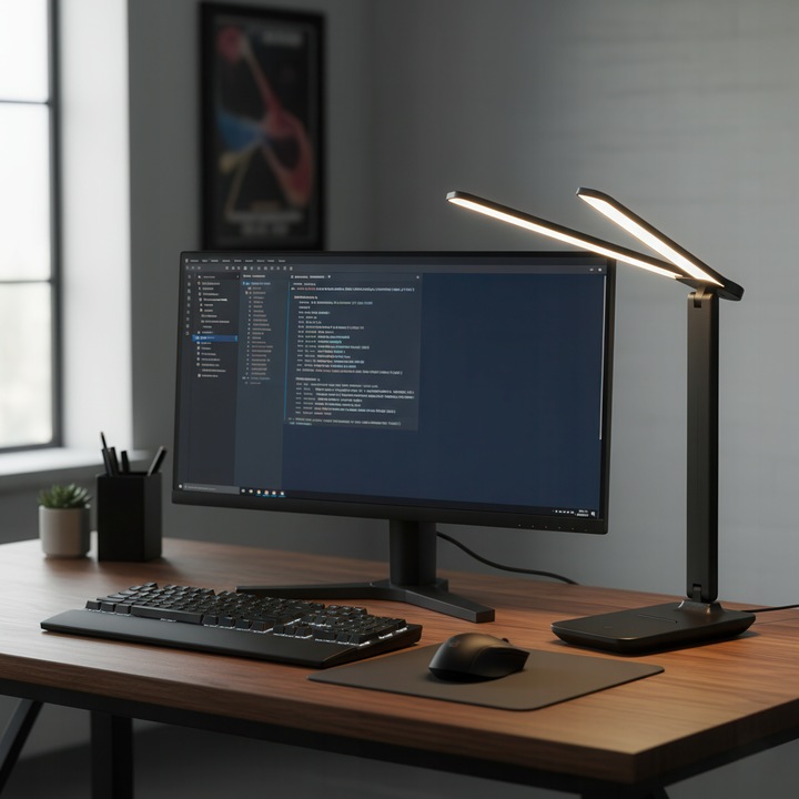 Lampka Biurkowa LED Podwójna Kreślarska Regulowana Dotyk Szkolna Na