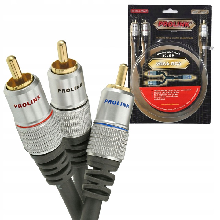 KABEL 1RCA - 2RCA TYPU Y PROLINK EXCLUSIVE TCV3610 OFC POZŁACANY 3m