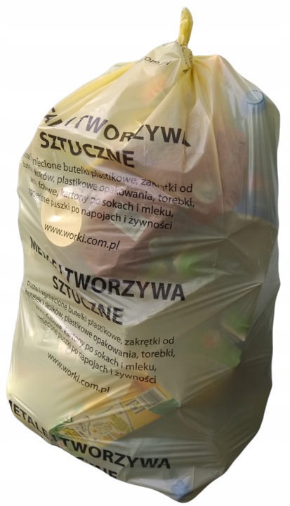 Worki segregacji śmieci PLASTIK ŻÓŁTE kosz 120L