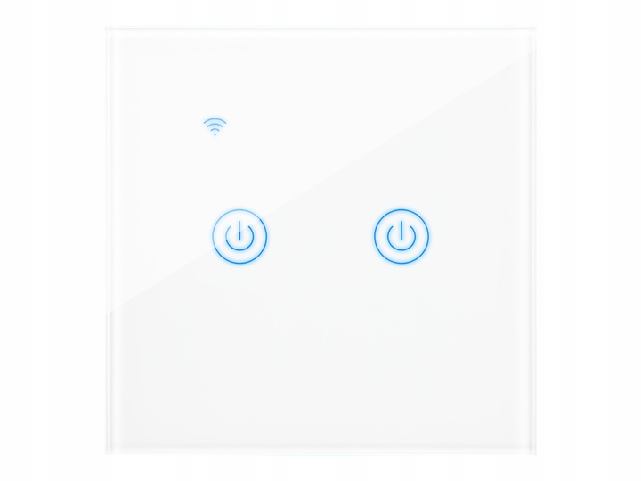DOTYKOWY WŁĄCZNIK ŚWIATŁA DWUKANAŁOWY SZKLANY LED BIAŁY WiFi Tuya