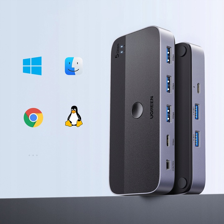 UGREEN PRZEŁĄCZNIK SWITCH 3X USB-A 3.0 USB-C 5Gb/s + 2 x KABEL USB-A 1,5M