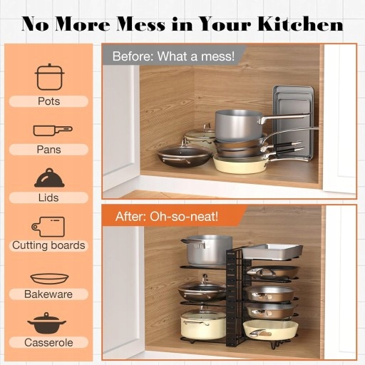 Stojak na Garnki i Pokrywki Kuchenny Organizer Regał Metalowy