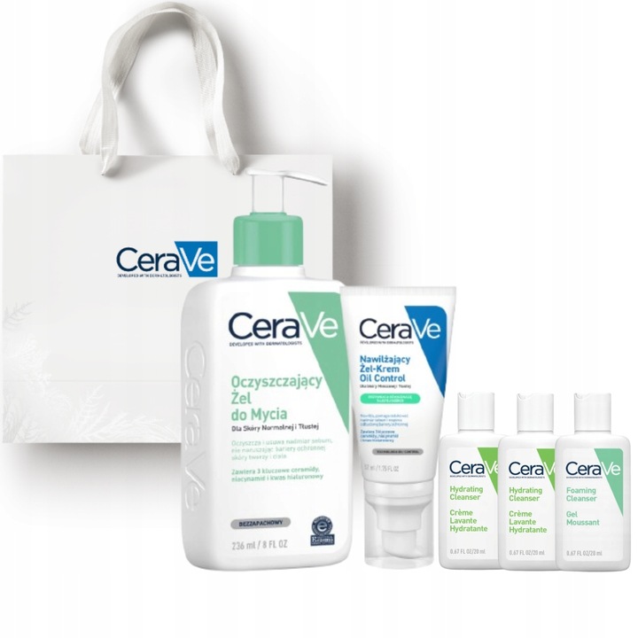 CeraVe Nawilżający Żel-Krem Oil Control + Żel Oczyszczający do Mycia 236ml