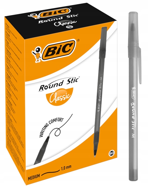 BIC DŁUGOPIS ROUND STIC CLASSIC CZARNY ZESTAW OPAKOWANIE 60 SZTUK