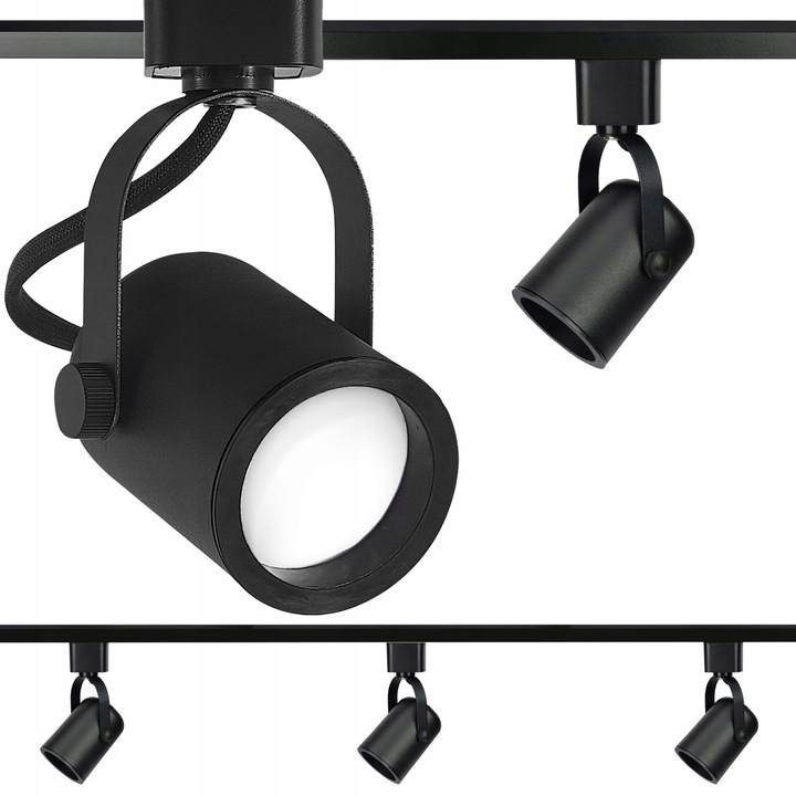 Zestaw 3x SPOT REFLEKTOR RUCHOMY CZARNY NA GU10 + SZYNOPRZEWÓD Szyna