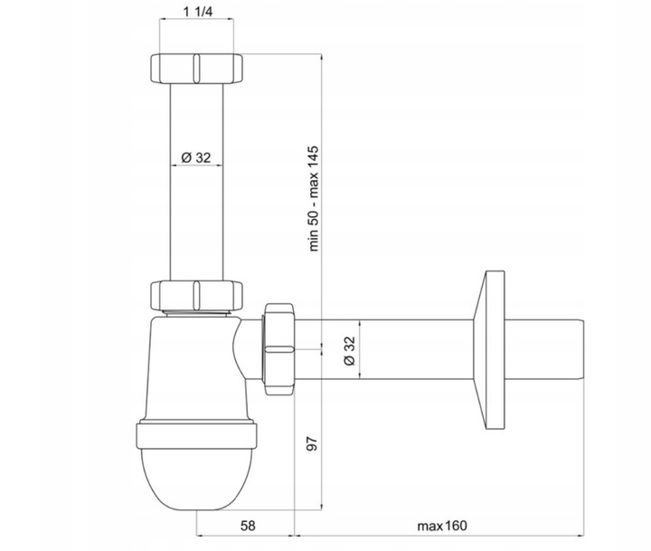 ZESTAW: SYFON UMYWALKOWY DO UMYWALKI + KOREK KLIK-KLAK Z PRZELEWEM