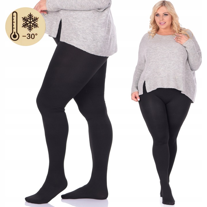 Rajstopy POLAR -30* OCIEPLANE zimowe wyszczuplające MOCNO KRYJĄCE PLUS SIZE