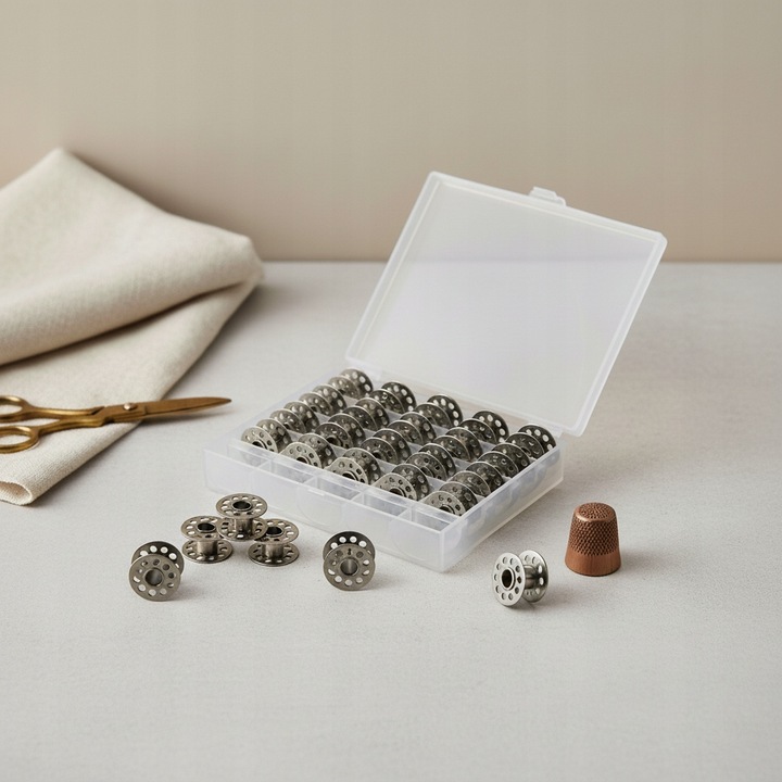 Szpulka do bębenka do maszyny do szycia metalowa 25 szt. pudełko