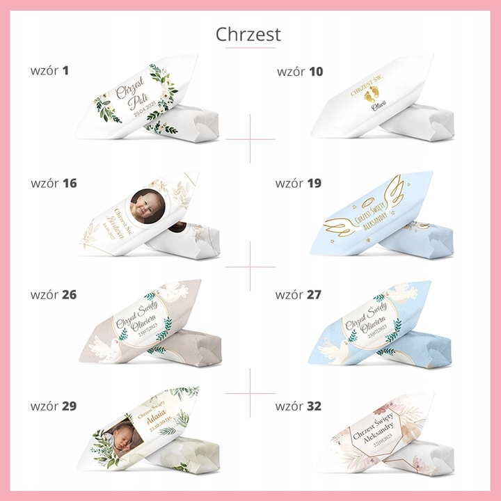 KRÓWKI NA ŚLUB CHRZEST KOMUNIĘ 1 KG Personalizowane krówki prezentowe