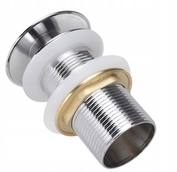 Korek Umywalkowy BEZ Przelewu Automatyczny "Klik Klak" Srebrny chrom połysk