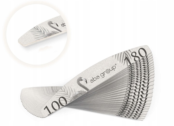 Aba Group Pilniki do Paznokci Półksiężyc Łódka 100/180 Slim Zestaw 100