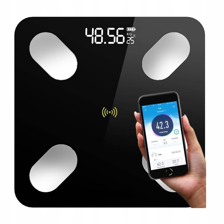 ANALITYCZNA WAGA ŁAZIENKOWA SMART 26w1 BMI+STOLNICA SILIKONOWA 40x50