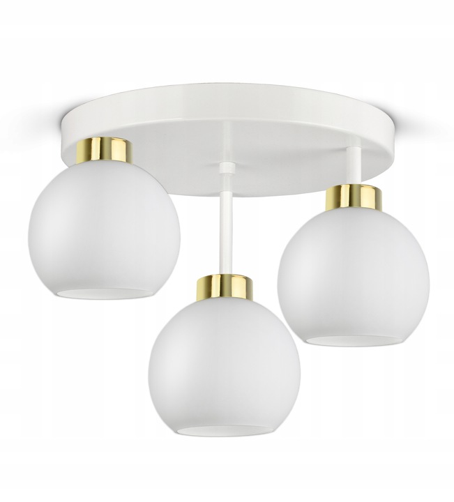 Lampa Wisząca Sufitowa Żyrandol Biała Szklane Kule White Glass ER3 LED E27