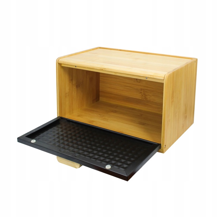 CHLEBAK POJEMNIK NA PIECZYWO BAMBUSOWY DUŻY 2w1 CZARNY DREWNO