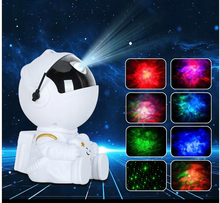 LAMPKA NOCNA LED PROJEKTOR GWIAZD NIEBA ASTRONAUTA