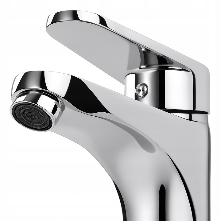 Bateria umywalkowa stojąca srebrna łazienkowa kran do umywalki chrom