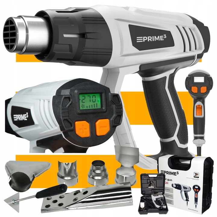 Opalarka 2000 W 600 C 2 Biegi Płynna Regulacja LCD Mocna + 6 Końcówek