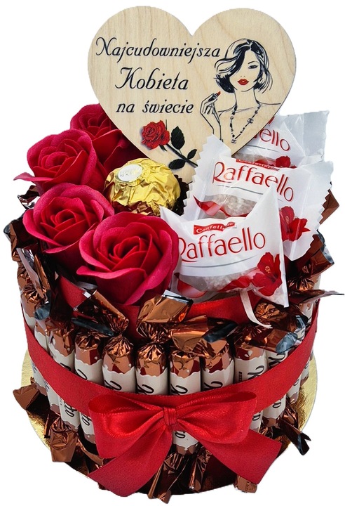 Tort ze Słodyczy Kosz Prezentowy Zestaw Prezent na Urodziny Imieniny