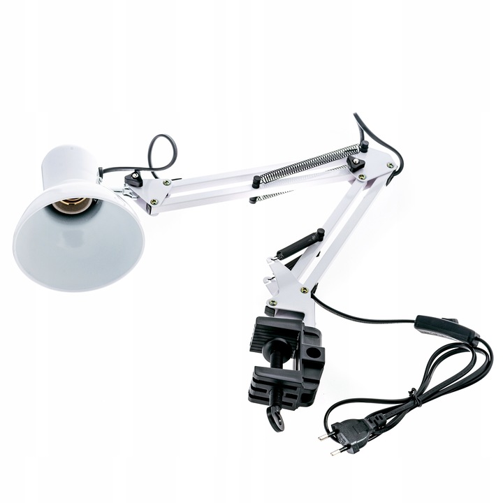 Lampka LED na E27 Biurkowa Lampa Szkolna Nocna Kreślarska Regulowana Uchwyt