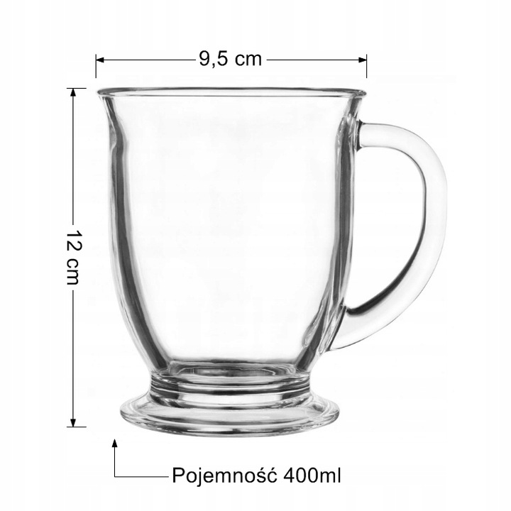 Szklanki z uchem GLASMARK zestaw 6szt duży pojemny kawę latte herbatę