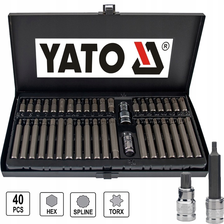 KLUCZE TORX SPLINE HEX IMBUSOWE BITY 40 el YATO