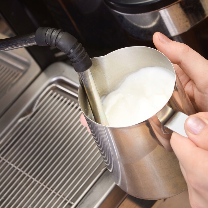 DZBANEK KUBEK DO SPIENIANIA MLEKA NA MLEKO STALOWY NIERDZEWN MLECZNIK