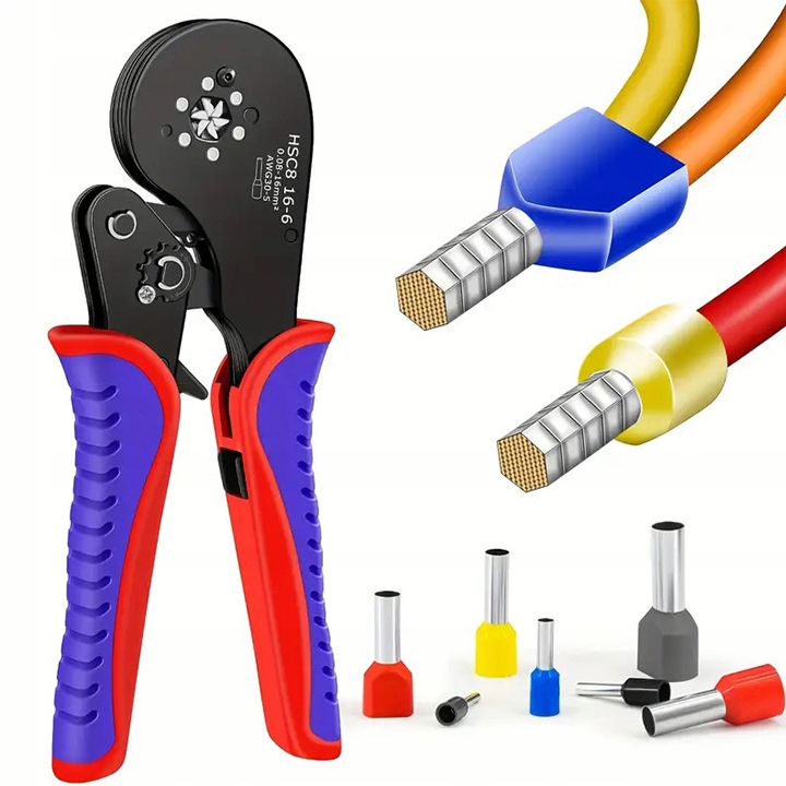 ZACISKARKA PRASKA DO TULEJEK KONEKTORÓW KABLI 0,08 -16 ² SZEŚCIOKĄTNA