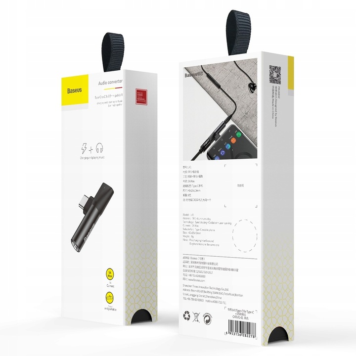 BASEUS ADAPTER PRZEJŚCIÓWKA AUDIO USB-C 1A TYP-C - MINI JACK 3.5MM AUX
