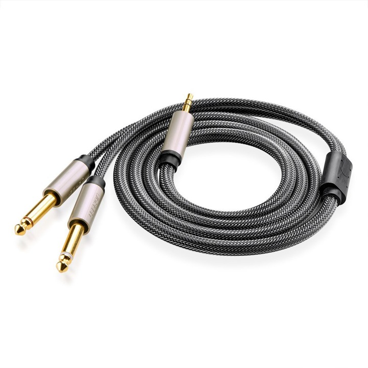 UGREEN Przewód Kabel Audio TRS Mini Jack 3.5mm Do 2x TS 6.35mm 2m W
