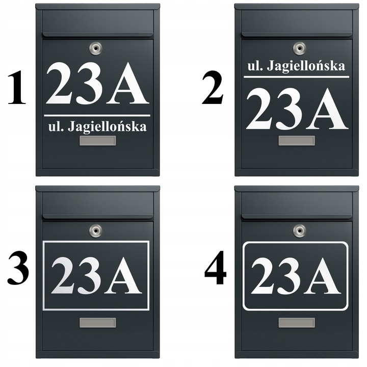 SKRZYNKA NA LISTY Z NUMEREM DOMU Adresem POCZTOWA A4 Czarna WZORY