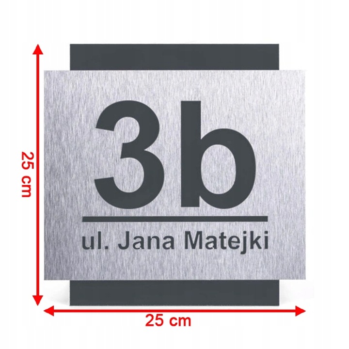 NOWOCZESNA TABLICZKA ADRESOWA Z NUMEREM DOMU ULICA | ALUMINIUM 25x25cm