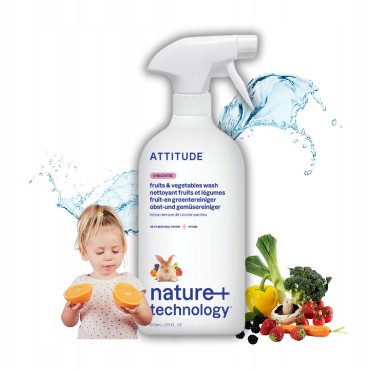 Płyn do Mycia Owoców i Warzyw 800 ml Naturalny Attitude Bezzapachowy Eko