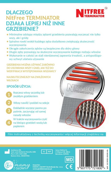 NitFree Terminator PROFESJONALNY grzebień na WSZY