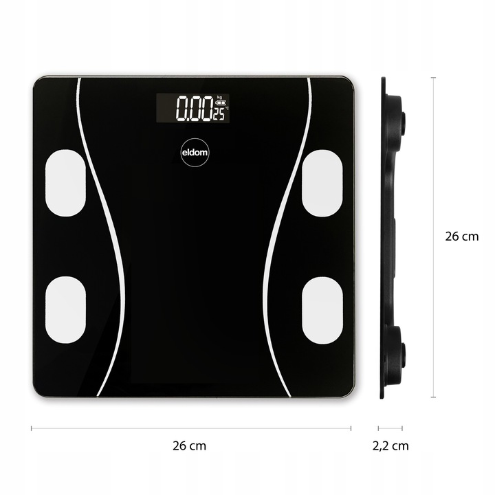 WAGA ŁAZIENKOWA ANALITYCZNA BMI ELEKTRONICZNA BLUETOOTH SZKLANA DO 180kg