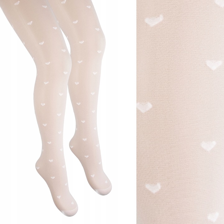 Rajstopy RAJSTOPKI CIENKIE DZIEWCZĘCE lycra 20 den BIAŁE serduszka