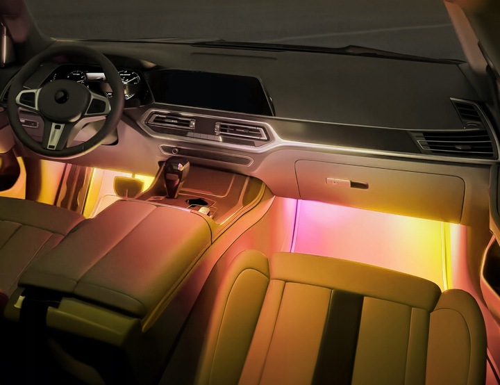 Oświetlenie LED RGB Wnętrza Pojazdu Auta Kabiny Tuning Zestaw Aplikacja