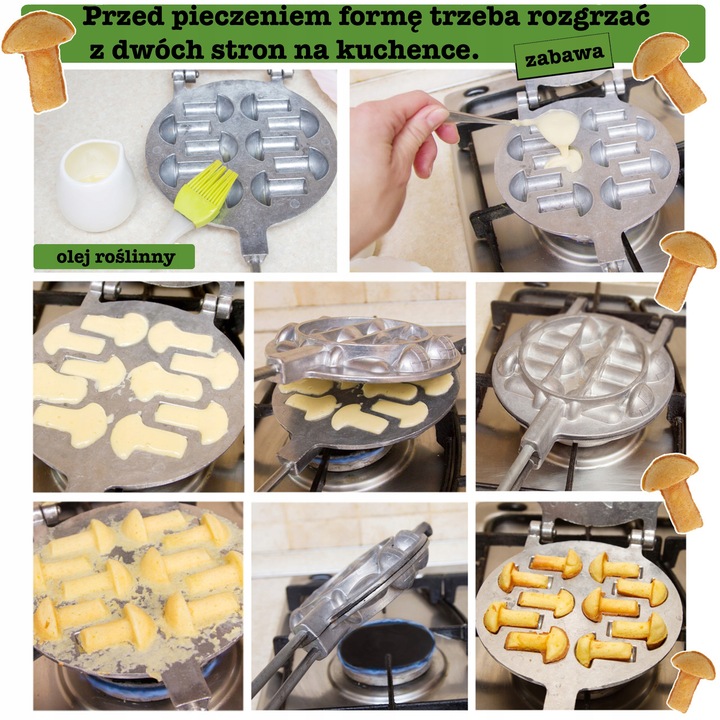 FORMA PATELNIA OPIEKACZ DO PIECZENIA CIASTEK GRZYBKI GRZYBKÓW