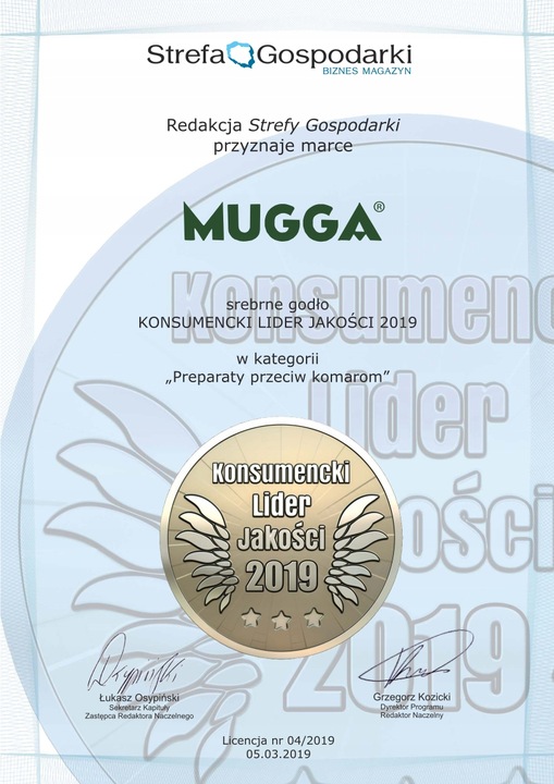 Mugga Spray 9,5% DEET 75 ml na Komary Kleszcze Moskity Preparat dla Dzieci