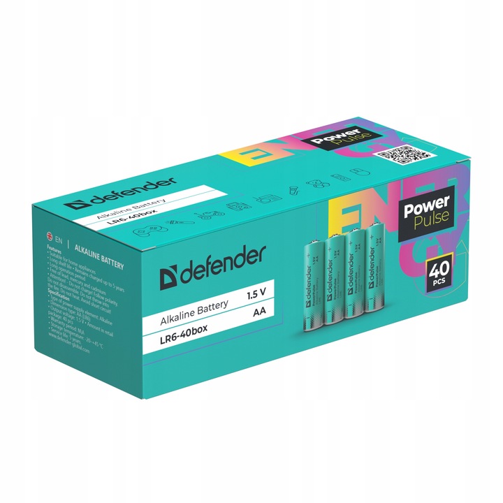 40x BATERIE BATERIA ALKALICZNE PALUSZKI DEFENDER POWERPULSE PRO AA LR6
