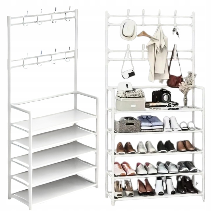 STOJAK NA BUTY WIESZAK NA UBRANIA WIESZAKI BIAŁY SZAFKA STOJĄCY