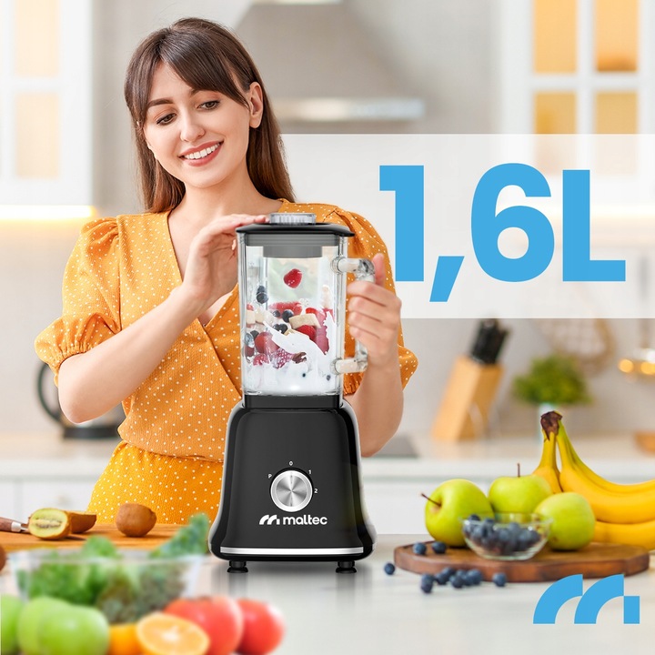 BLENDER KIELICHOWY SZKLANY DO KOKTAJLI SMOOTHIE MŁYNEK 2 BIDONY DUŻY 1600ML