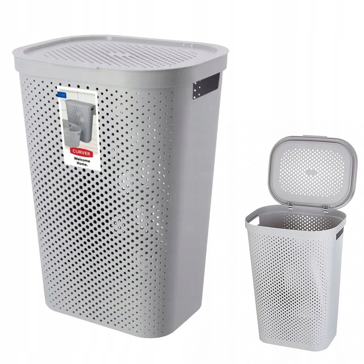Kosz na Pranie Bieliznę Infinity Szary 60l CURVER Plastikowy Duży