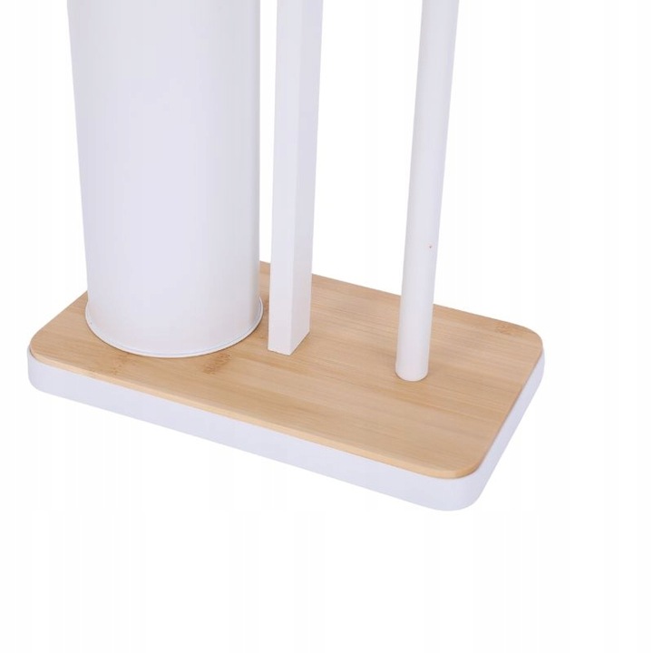 Stojak na papier toaletowy z uchwytem i szczotką WC biały bambus YOKA