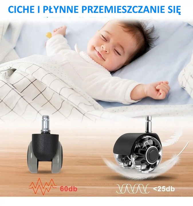 KÓŁKA DO FOTELA Obrotowego Krzesła Kauczukowe Gumowe Silikonowe 11mm