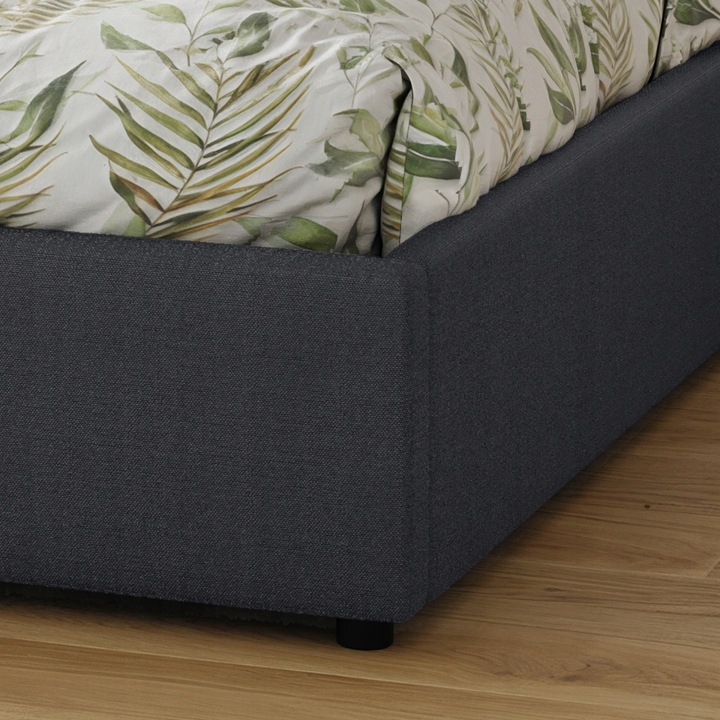 Łóżko tapicerowane 160×200 z pojemnikiem i zagłówkiem Mika szare