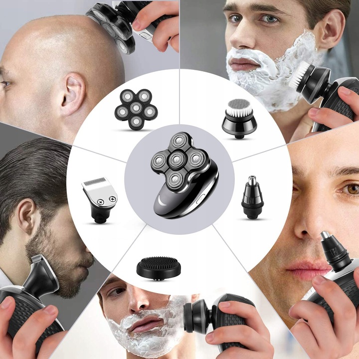 GOLARKA MĘSKA MASZYNKA ELEKTRYCZNA DO GOLENIA GŁOWY BRODY TRYMER 5W1