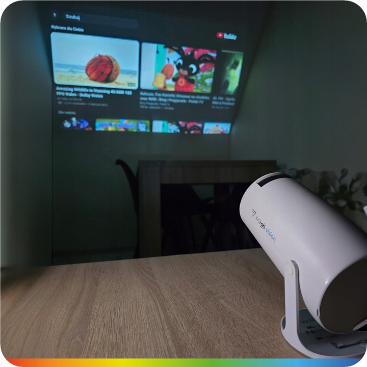 PROJEKTOR RZUTNIK ANDROID TV 4K WIFI FULL HD PRZENOŚNY SMART GŁOŚNIK