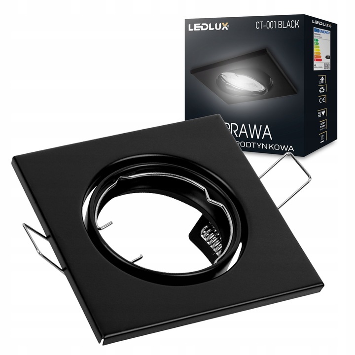 6x oprawa halogenowa sufitowa RUCHOMA kwadrat + LED GU10 5,5W
